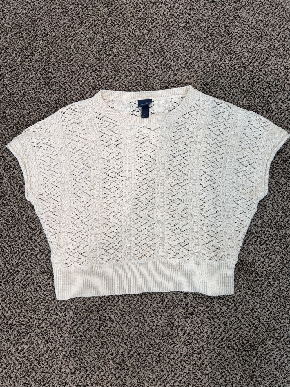 Daytrip Ivory Open-Knit Cap Sleeve sweater